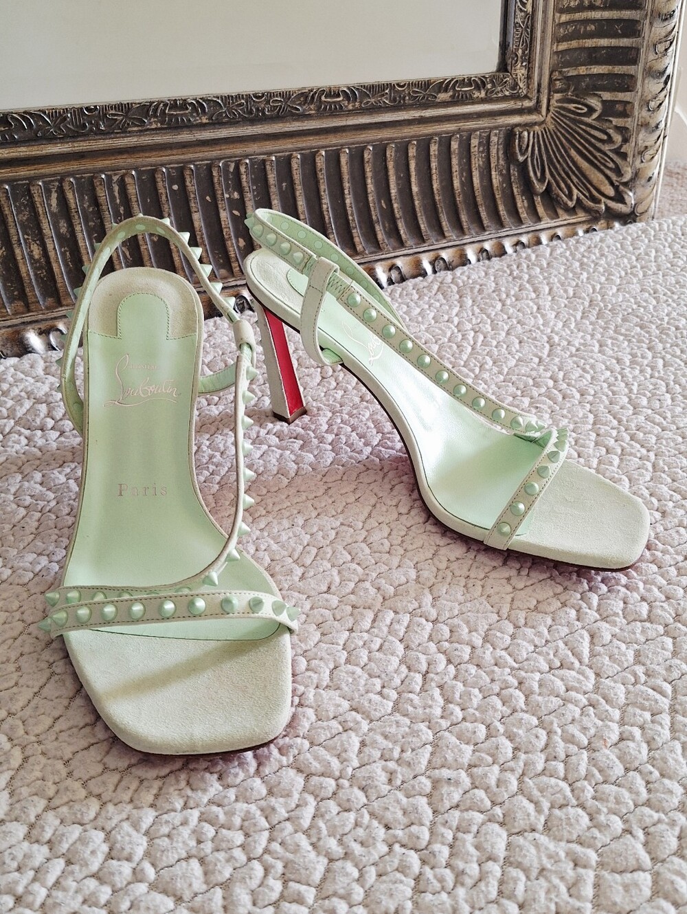 CHRISTIAN LOUBOUTIN Rosa Spike Slingback Heeled Sandals EU 38.5 US 8.5 Org $995